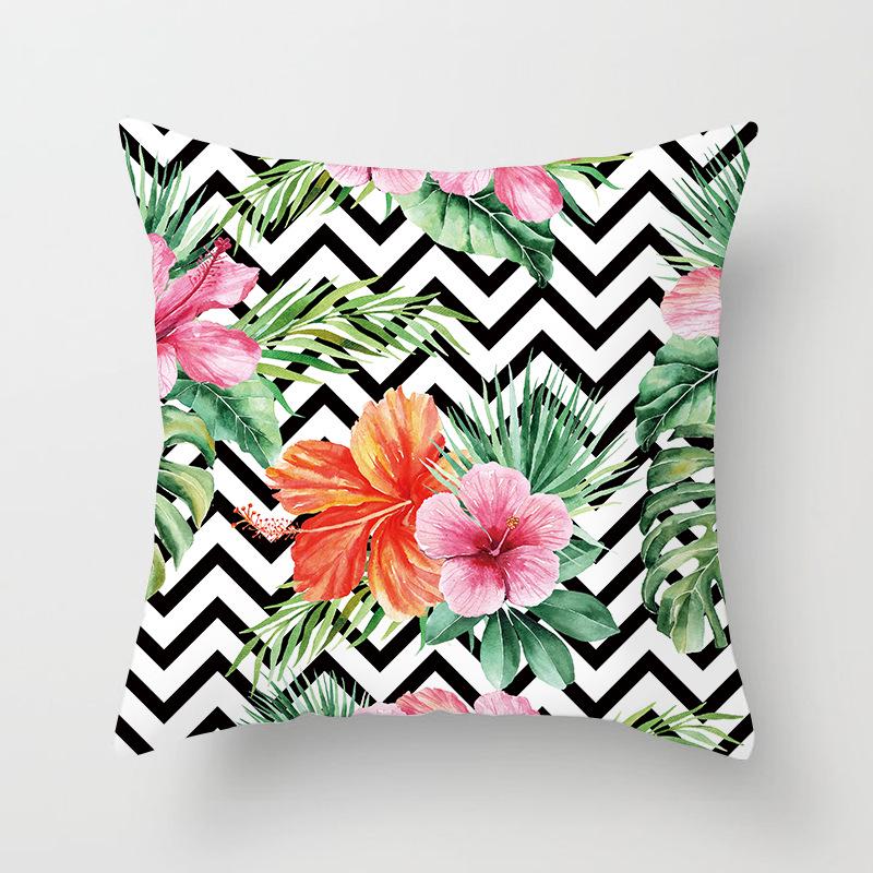 Ins Plant Flower Peach Skin Fleece Pillow Cover Sofa Car Pillow Cushion Cover Lunch Home Furnishing