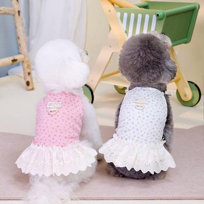Pet Clothes Spring and Summer New Suspender Princess Dress Tulip Suspender Teddy Dog Small Fresh Floral Pit Strip Skirt