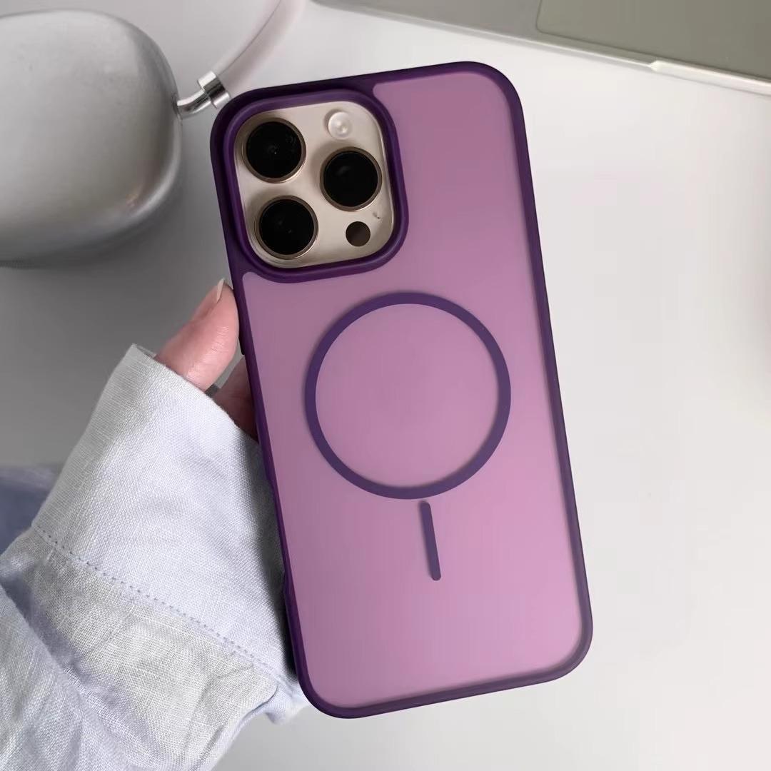 

Skin Feel Scrub Suitable for IPhone16promax Mobile Phone Case Apple 15 Thin Circle Magnetic Hard Bottom Soft Edge Protective Case iPhone 12 Pro