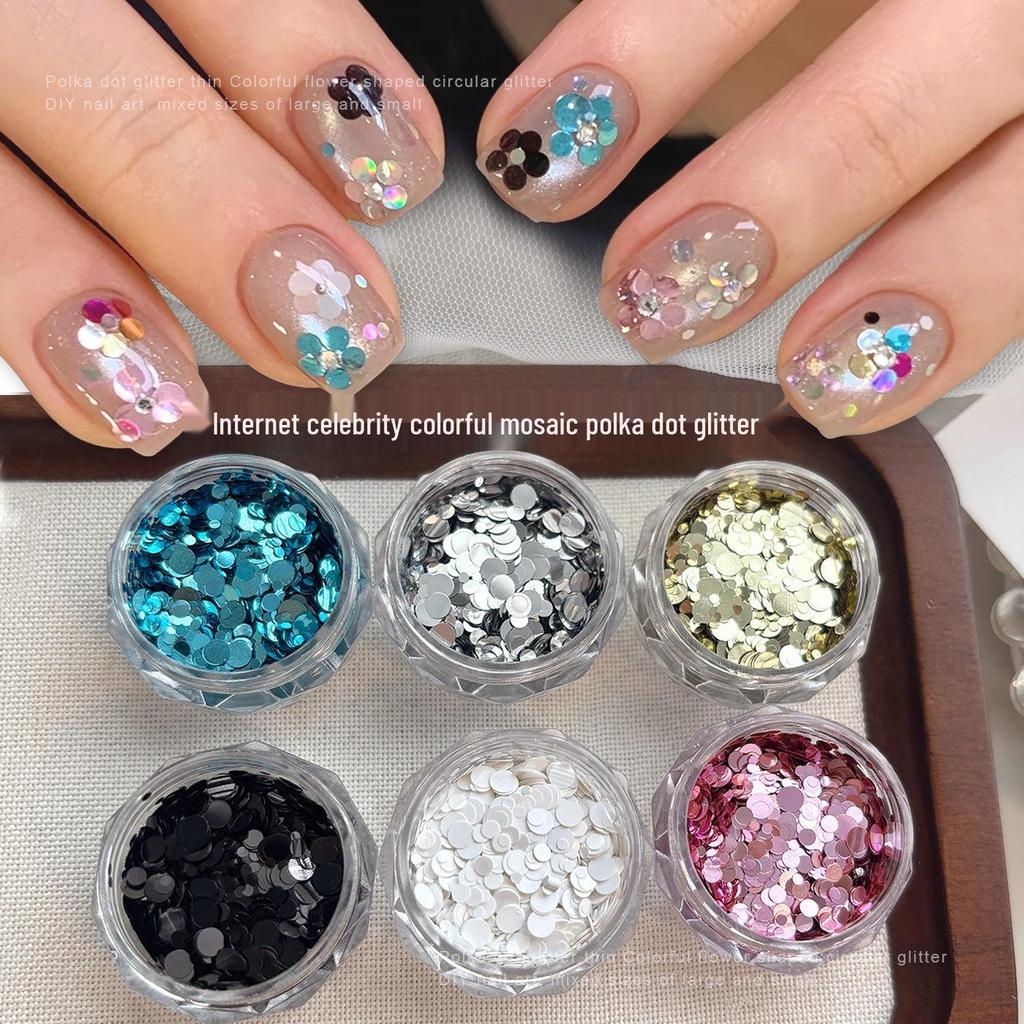 Colorful Sequin Patchwork Nail Art Decorations - Spring/Summer Mixed Sizes DIY Stickers