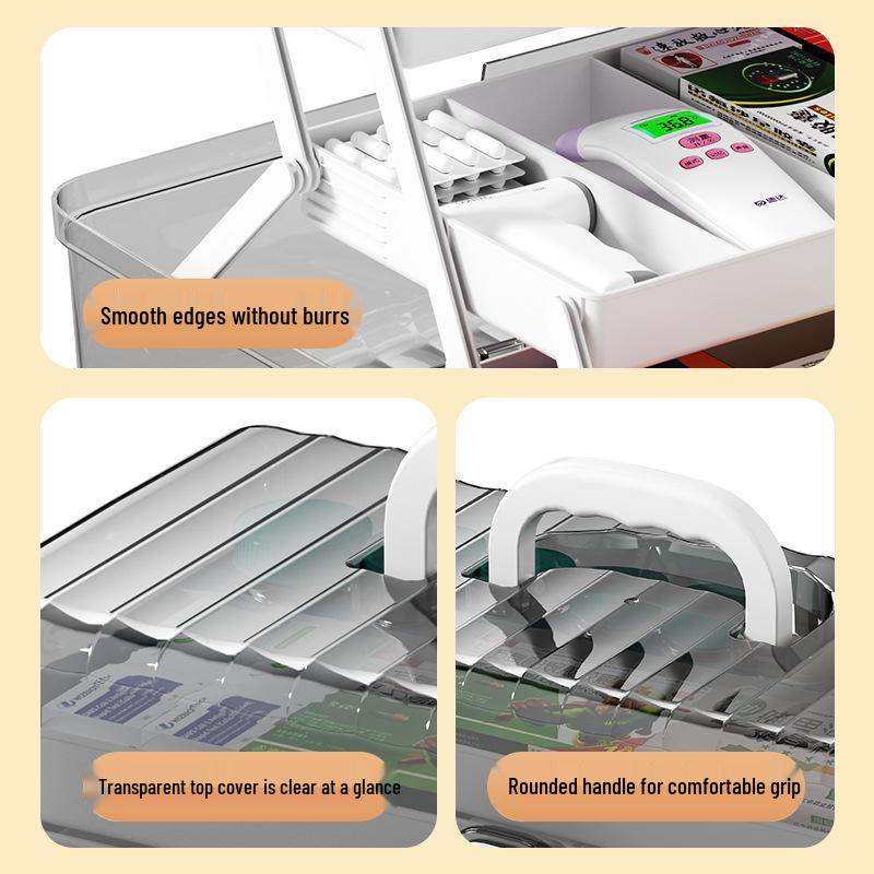 Multi-Layer Portable Medicine Box - Large Capacity First Aid & Epidemic Prevention Storage