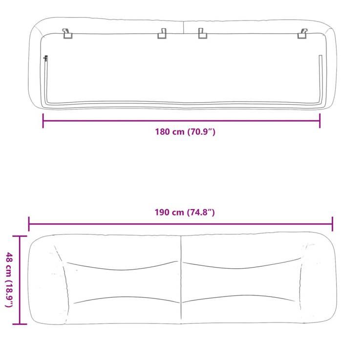 VidaXL Headboard Cushion, Reading Pillow with Zipper, Reading Cushion for Bed Bedroom, Blue 180 374606