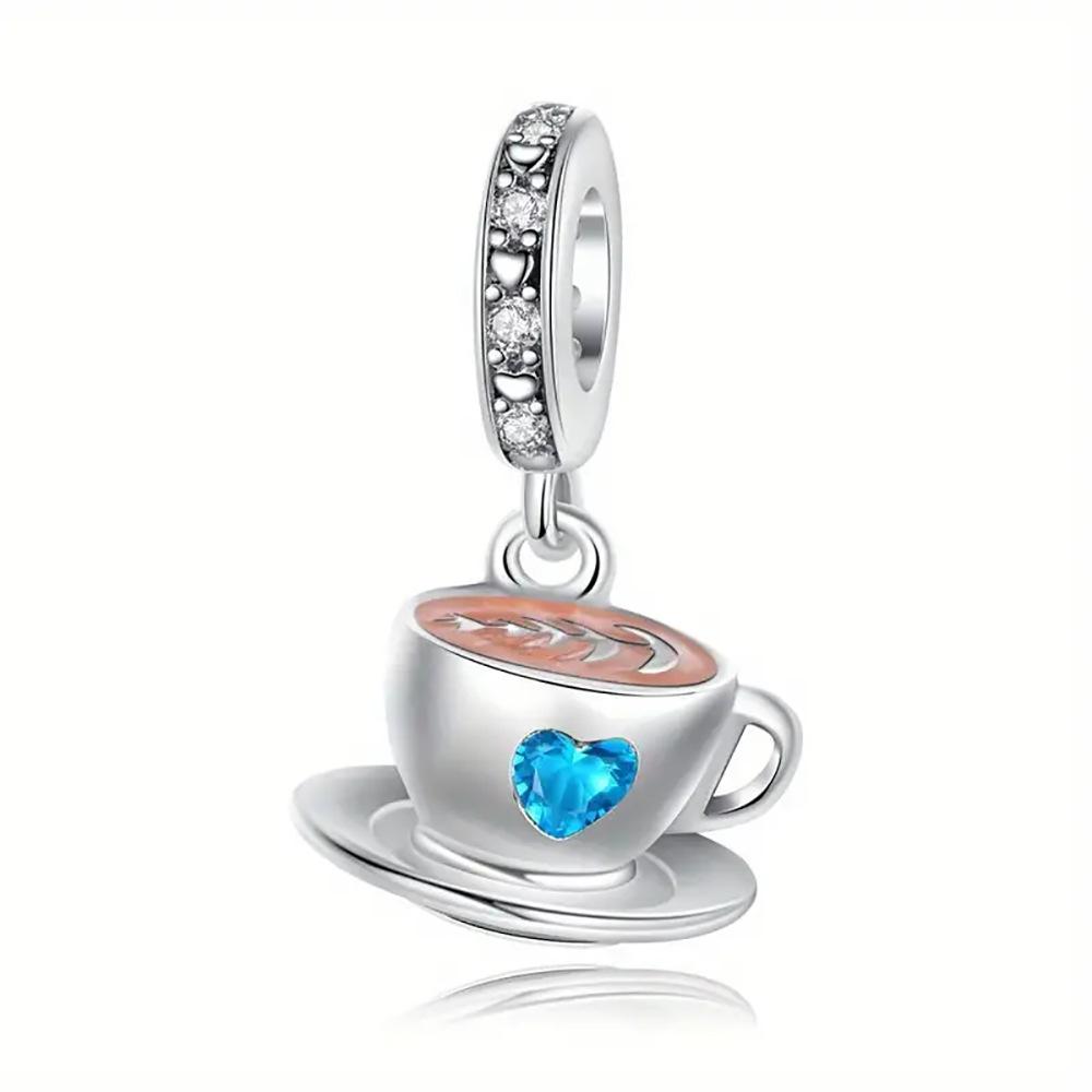 925 Silver Food Series Charms Beads Coffee Cup Bread Cake Ice Cream Pendant Fit Bracelet Necklace Women DIY Fine Gifts