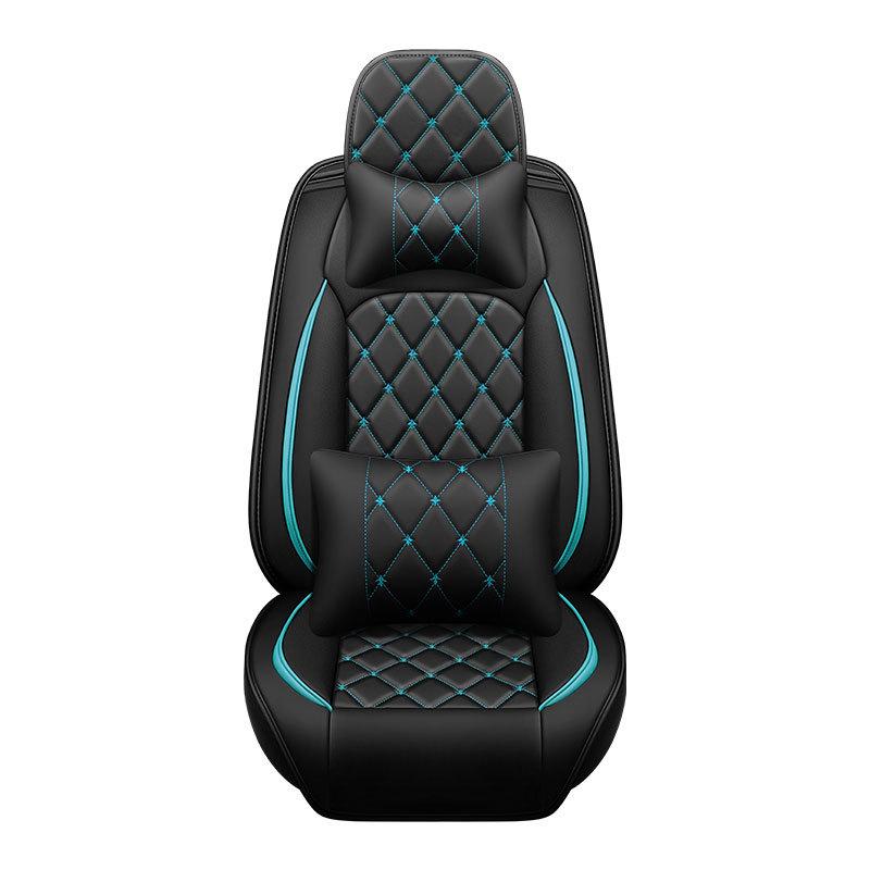 2022 Korona Uniwersalna Skórzana Poduszka na Fotel Samochodowy z Wzorem Diamentowym - Na Cały Rok, Pełne Pokrycie