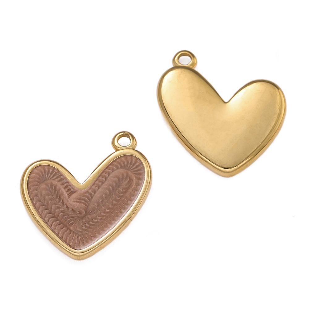 2Piece/Pack Stainless Steel Colorful Enamel Heart Charms for DIY Necklace Bracelet Earrings Trendy Jewelry Making Findings