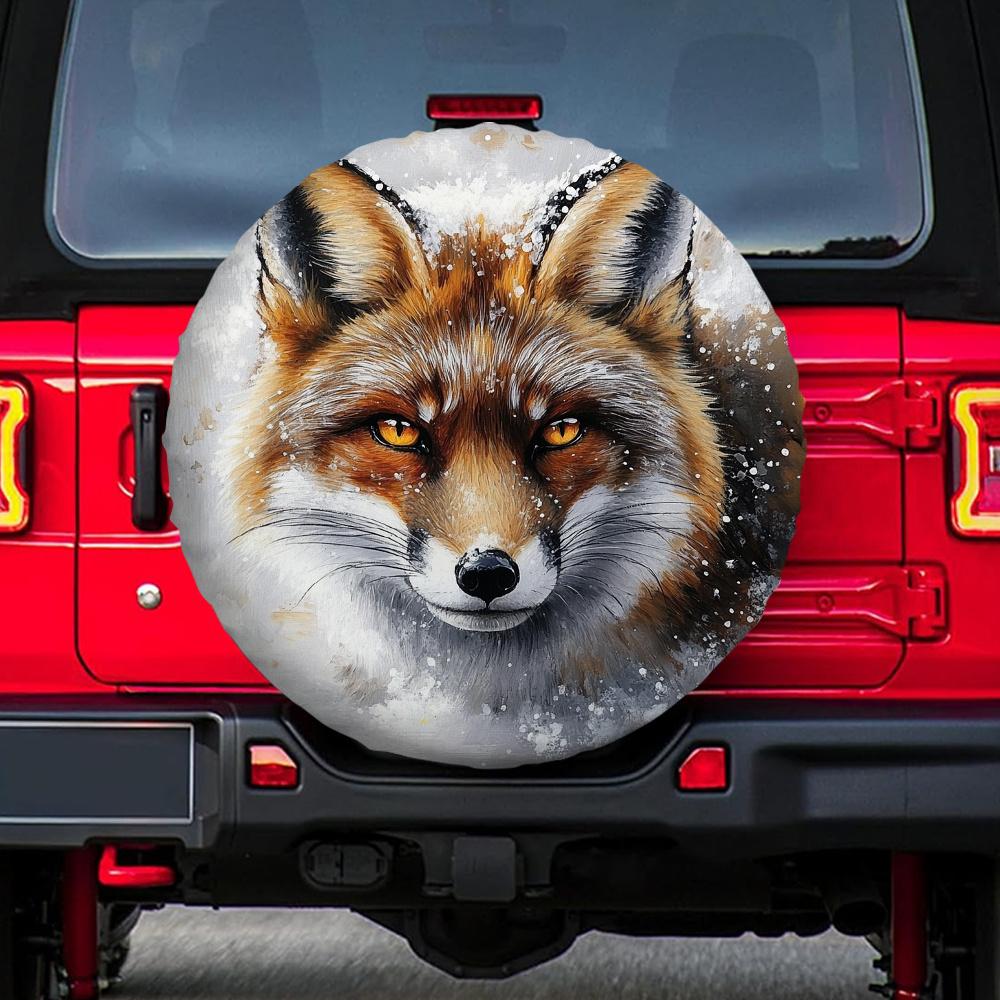 1pc Wolf Head 6 Design Tire Cover - 2D Flat Printing, Durable Fabric, No Electricity Needed, Fit For All Vehicles, School Parkin