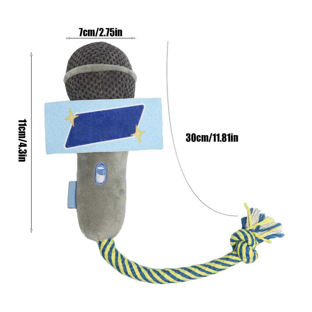 Chew Toys for Cats Microphone Cat Catnip Toys Interactive Plush Rope with Sound Bells Dog Teether for Tugging Chewing Tossing