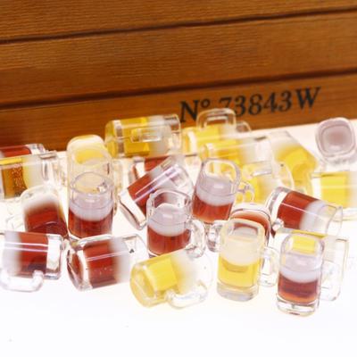 10 Pcs Mini Beer Mug Doll House Acrylic Mug with Beer Simulation