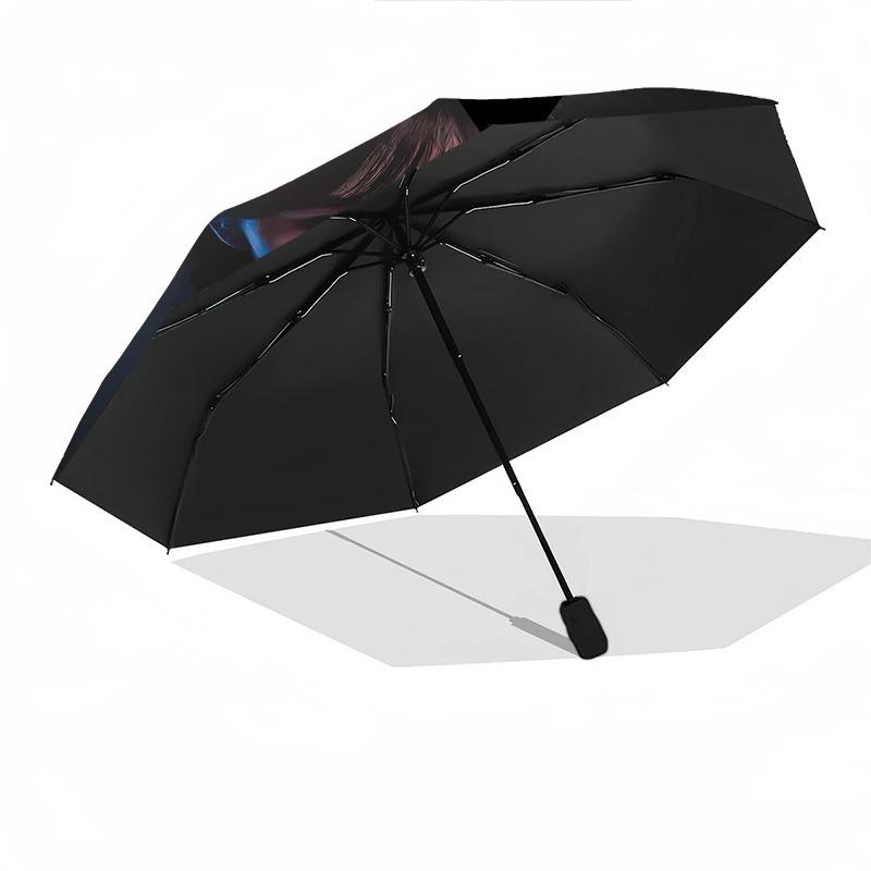 WednesdayThemed Automatic Opening and Closing Umbrella - 8 Ribs, Suitable for Leisure and Going Out, Outdoor Accessory, Gothic Style, Fashio