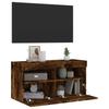 Vidaxl Ścienna Szafka Tv Z Led, Przydymiony Dąb, 80X30X40 Cm