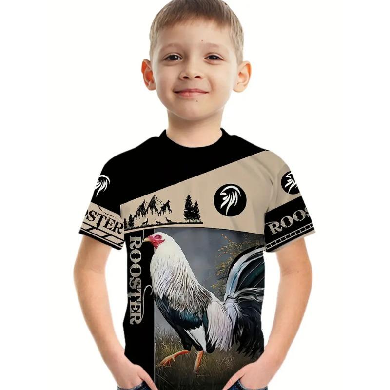 2024 Retro Kuře 3D Tisk Ležérní Dětské Oblečení Top Tričko Módní Tričko Zvíře Děti Chlapecké Oblečení Anime Krátký Rukáv