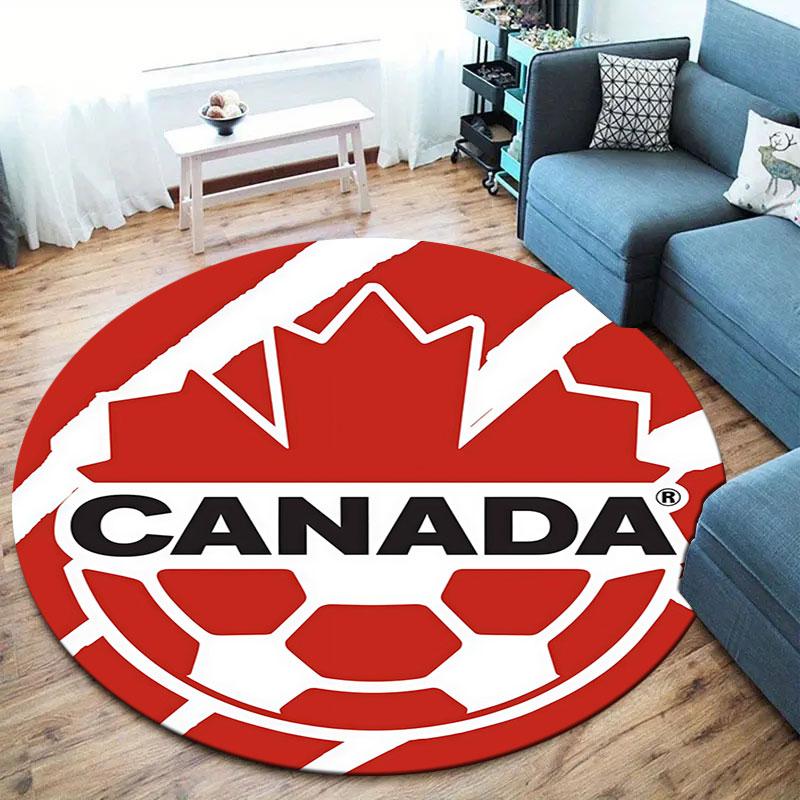 Canada Men's National Soccer Team Round Area Rug,Carpet Rug for Living Room Bedroom Sofa Playroom Decor,Non-slip Floor Mat