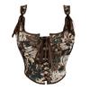 French Jacquard Palace Style Front Opening Strappy Boned Corset Shapewear Bustier