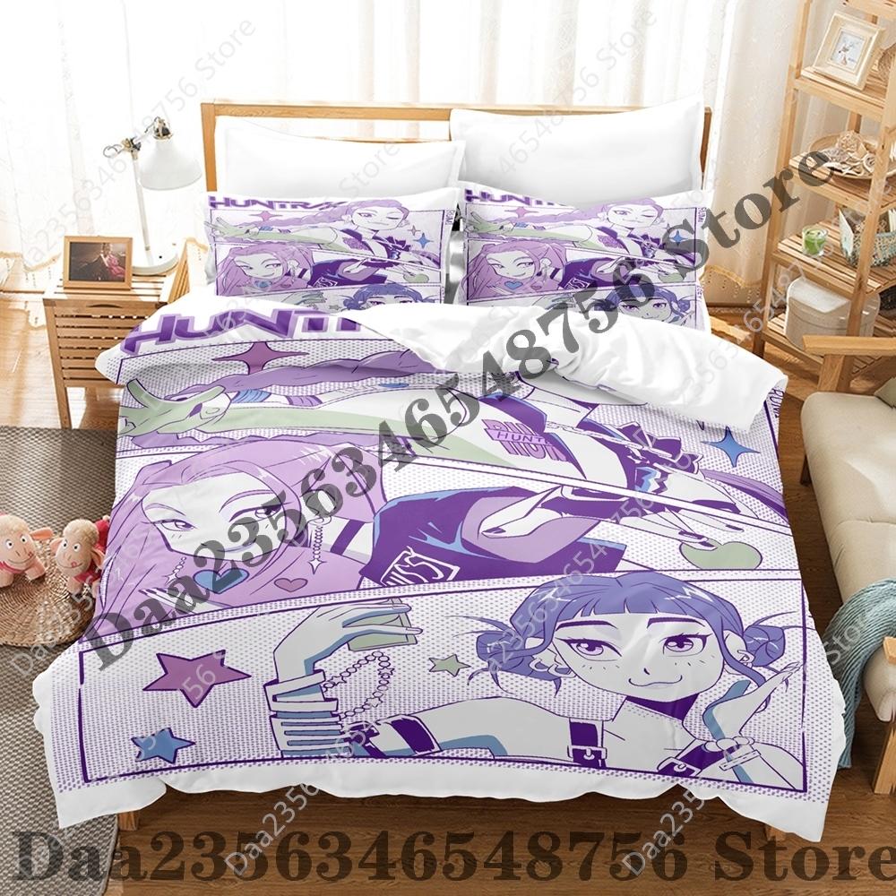 Set Biancheria da Letto Kpop Demon Hunters Singolo Gemello Matrimoniale Queen King Size Set Letto Saja Camere da Letto per Ragazzi Set Copripiumino Rumi Tuta Tre Pezzi