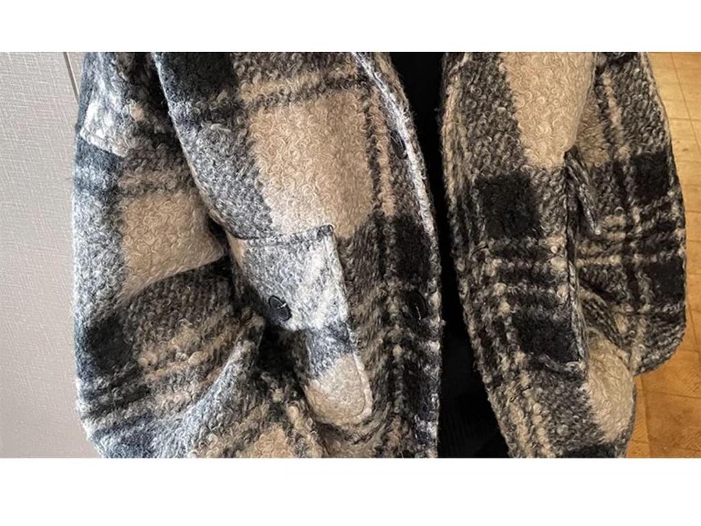 Unisex Retro Plaid Woolen Coat - Men's/Women's Winter Cotton Jacket, Thick Lapel Shirt