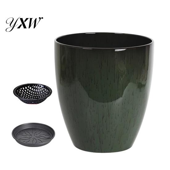 Contenedor Grande para Plantas Maceta Profunda Cerámica de Imitación con Agujero de Drenaje Resina Monstera Elegante Decoración de Porche Maceta Plato para Interiores