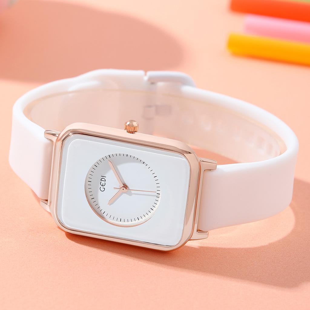 Simple And Skin-Friendly Silicone Belt Female Student Style High Value Summer Square Quartz Waterproof Watch