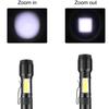 Mini LED USB Charge Flashlight COB+XPE Portable Torch Camping Lantern Zoomable Focus Light Tactical Flashlight with Pen Clip