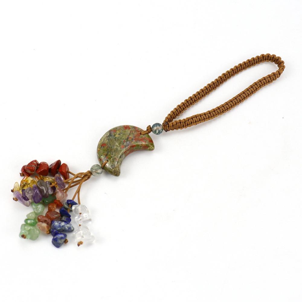 Crystal Moonstone Car Pendant Handmade Beaded Tassel Gift For Car Interior Decor