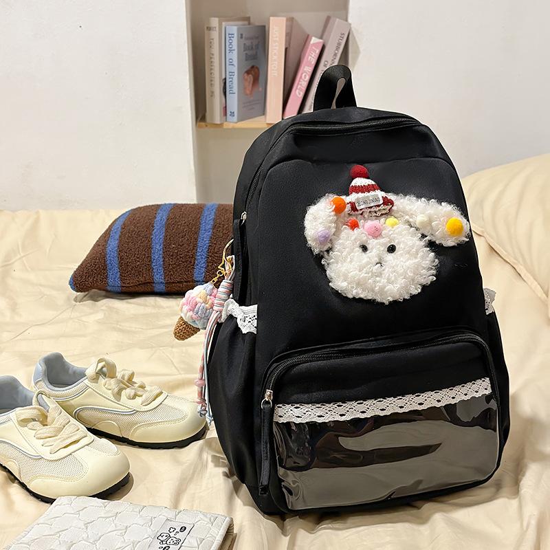 Japanese ins wind solid color schoolbag female new cute puppy large capacity computer backpack girl student backpack