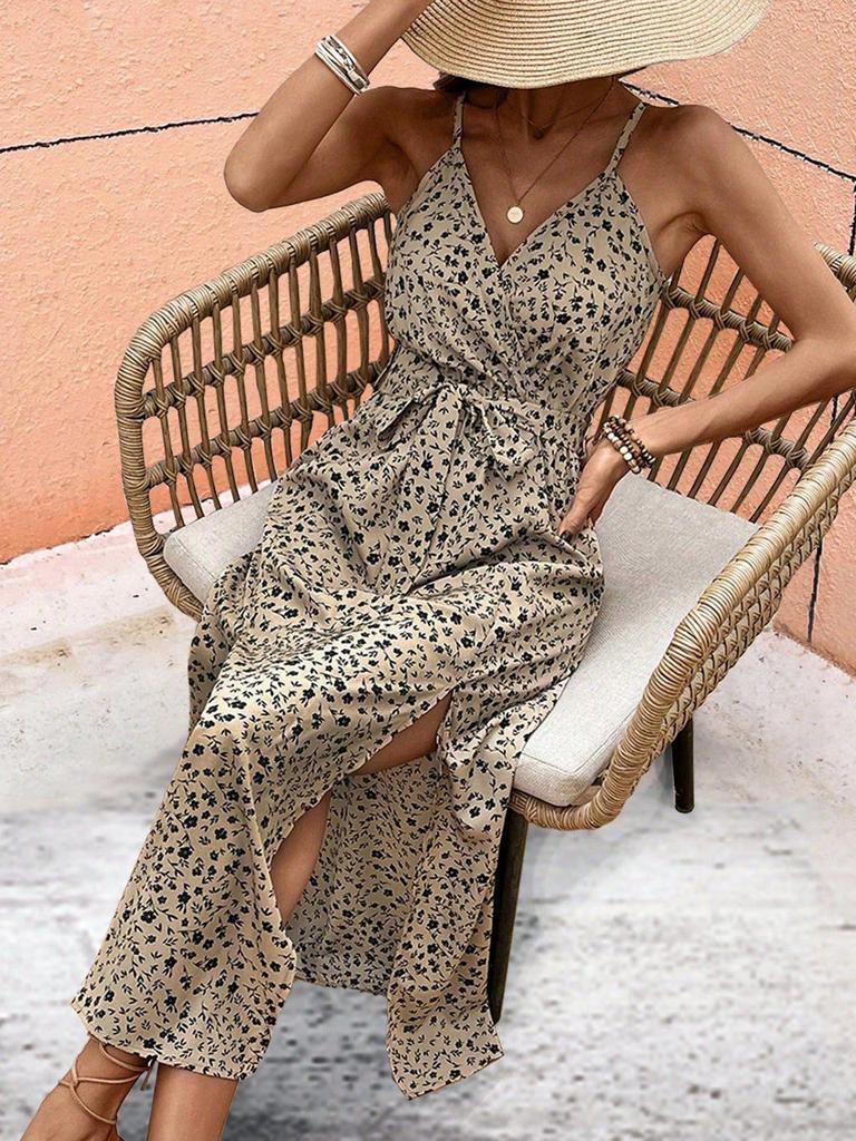 2024 Women's Sexy Leopard Print Backless Tie-Up Dress
