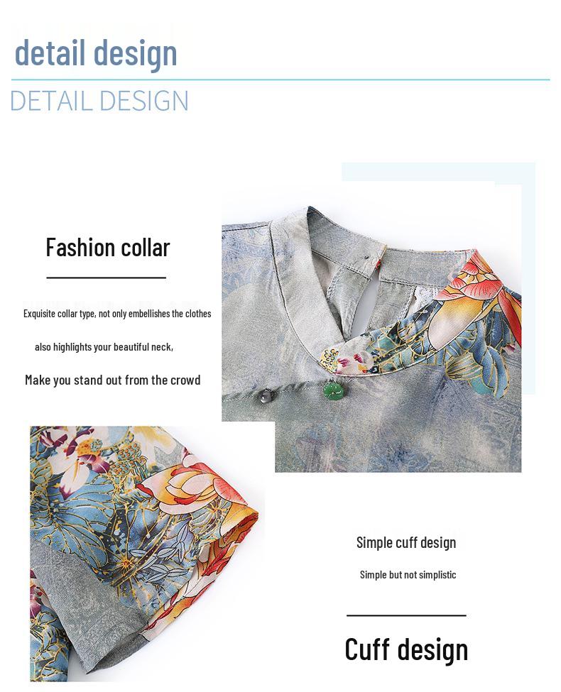 Summer Fashion Cheongsam Dress for Middle-Aged and Elderly Women