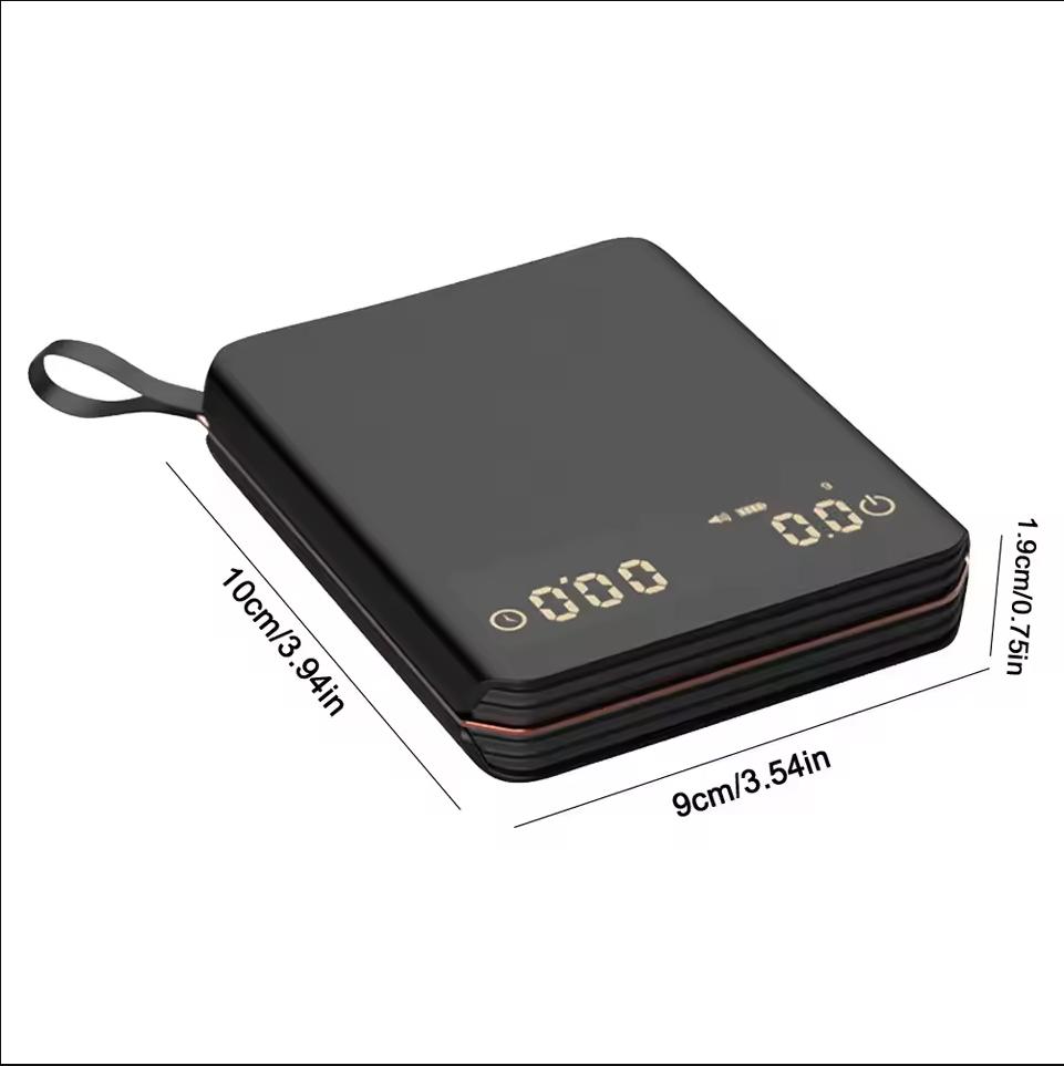 Portable Mini Digital Coffee Scale 2kg1g Rechargeable High Precision LED Kitchen Scale with Timer Suitable for Hand Pour Coffee