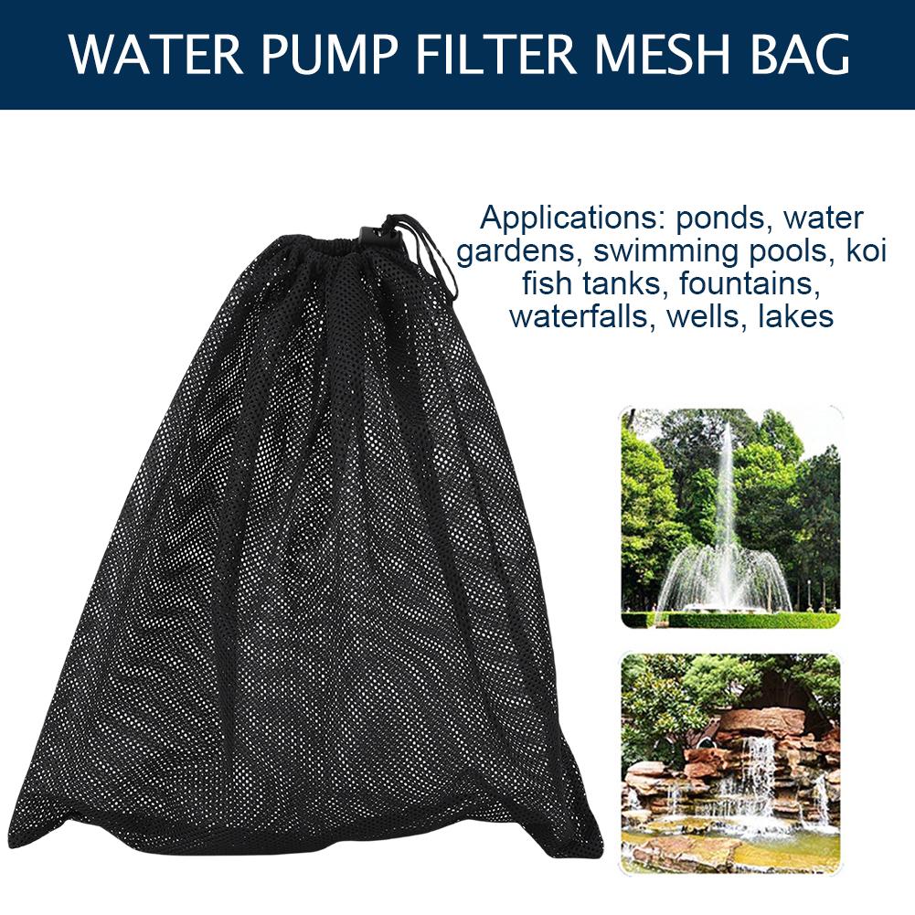 Pond Pump Filter Bag with Drawstring Black Media Bag Pond Filter Cover Bag for Waterfall Pumps Fish Tank