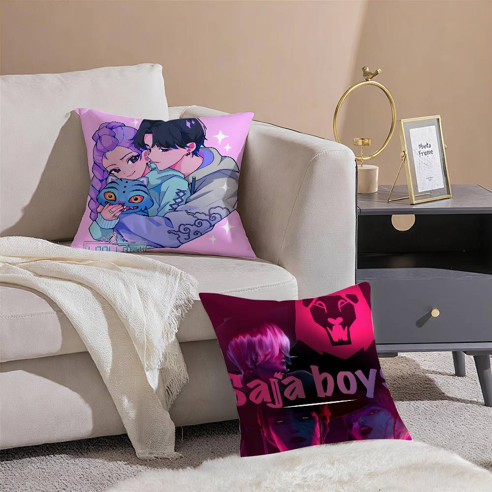 K-Pop Demon Hunters-H Saja Boys-S  Anime Movie Pillow Case Silky Elegant Comfort Sofa Bed  Invisible Zipper Beach Pillowcase