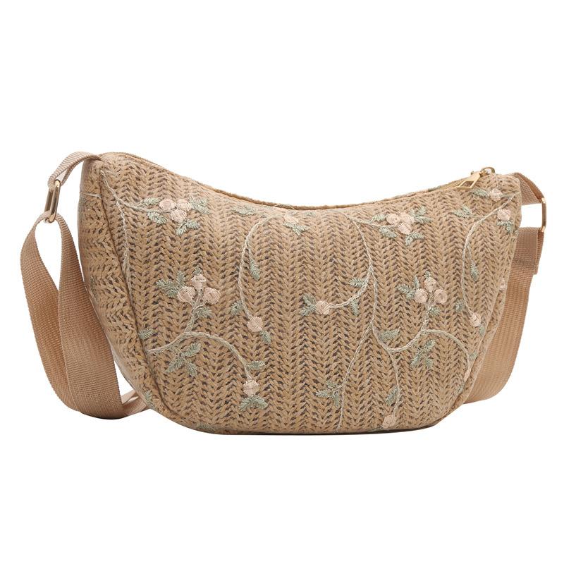 

Bags Portable Straw Dumpling Bag Summer 2025 Versatile New Fashion Beach One Shoulder Woven Bag Crossbody Bag хакі
