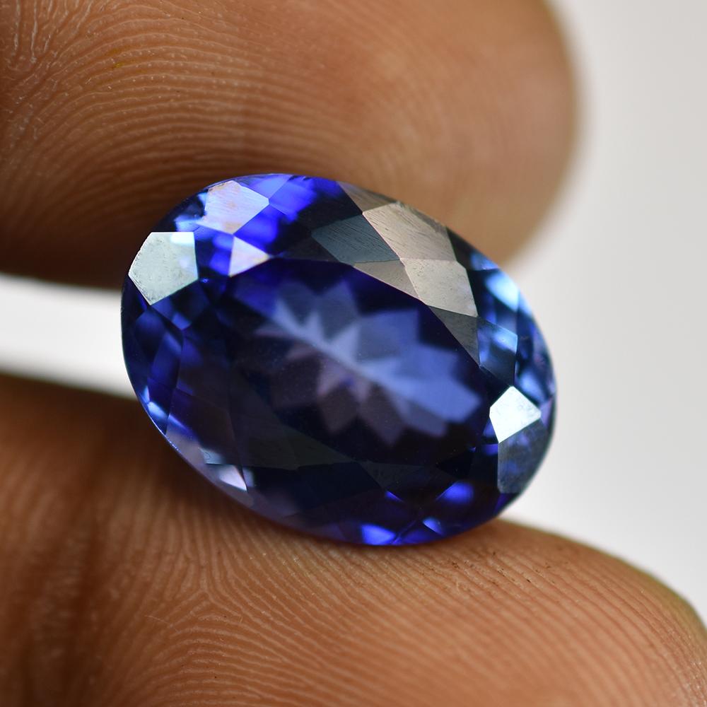 Natural 12.50 Ct OVAL Cut Blue TANZANITE Certified Loose Gemstone