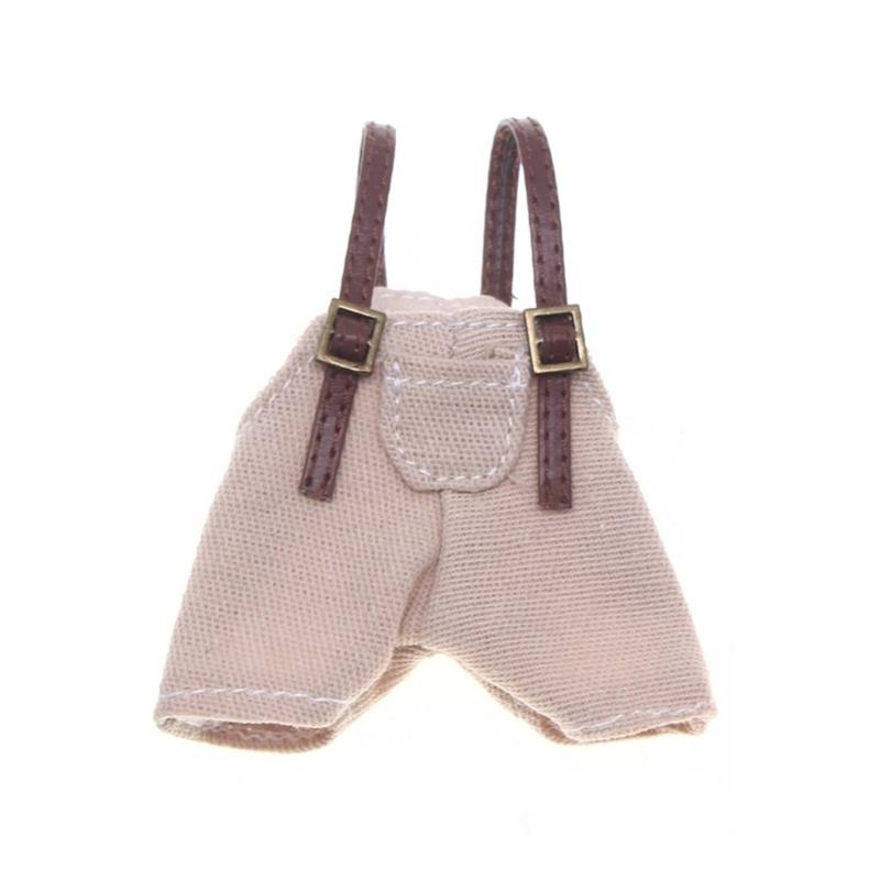 

Trendy Doll Overalls With Detachable Straps Soft Cotton Outfit Easy Dress Up Toy Accessory абрикосовий
