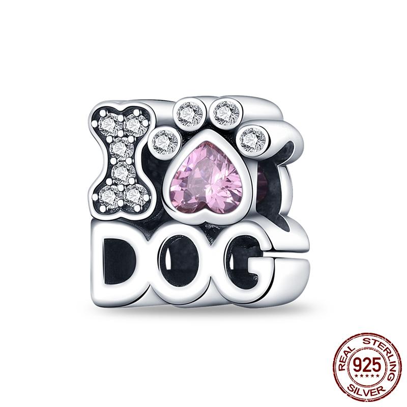 Dog Pet Charms Copper Doggy Paw French Bulldog Bones Beads Fit Original Pan Bracelet Diy Fine Jewelry