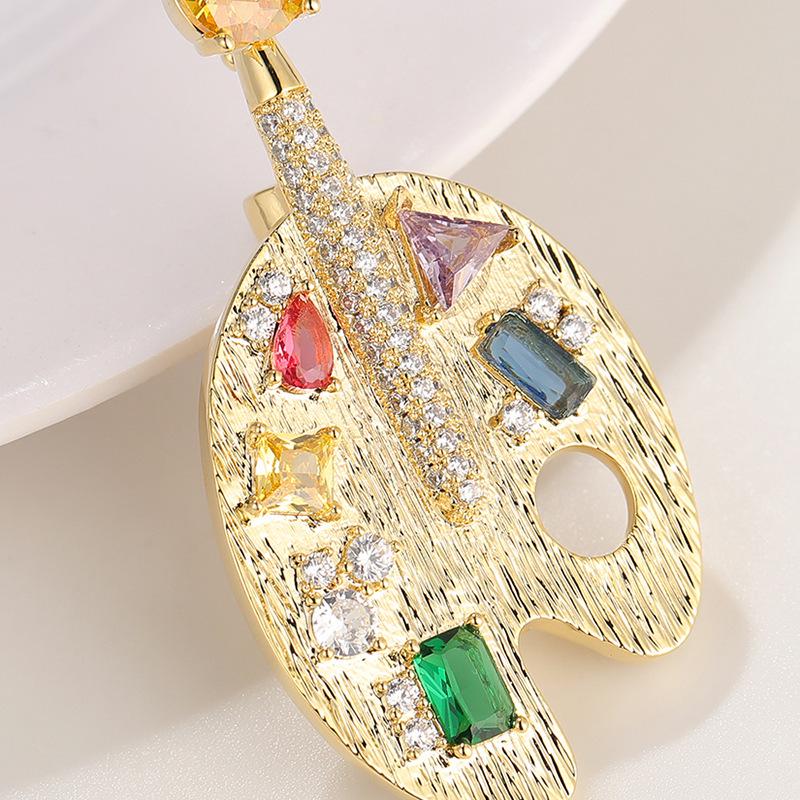 Bo Xin Yun Zirconia Color Palette Brooch - Creative Art Gift Pin & Clothing Accessory Corsage.