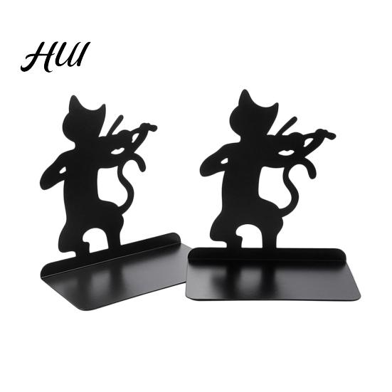 Bookends 1 Pair Metal Cat Book Ends, Cute for Shelves, Decorative Artistic Bookend Heavy Duty Support Stopper Home Office Desk Bookshelf Decor Easy To