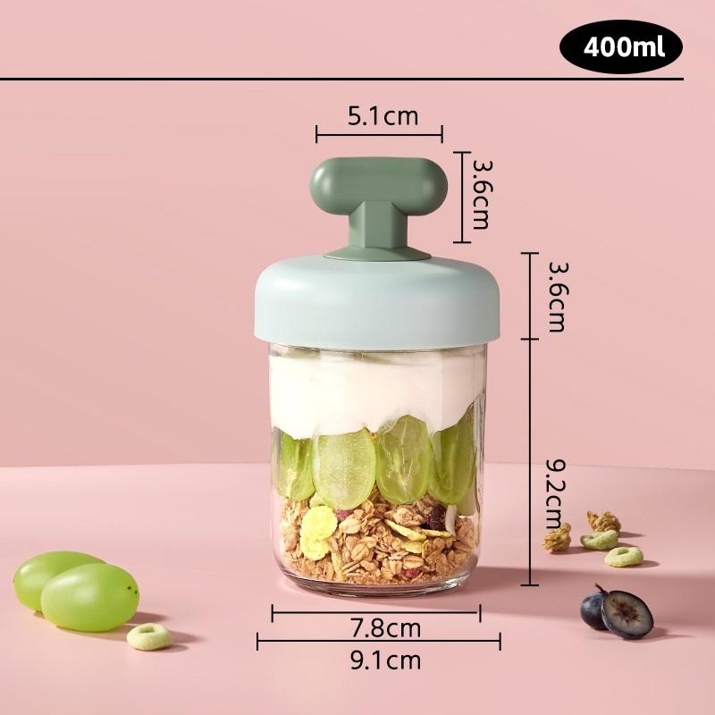 High Value Transparent Glass Oat Cup With Lid And Spoon Good Sealing With Scale Multicolor Optional Breakfast Cup