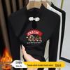 Women's Autumn/Winter Chinese-Style Frog Button Stand Collar Printed Warm T-Shirt