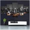 5 Pieces New York City Scenery Pictures Canvas Painting Prints Night View Poster Home Decor Wall Art for Living Room NO FRAME