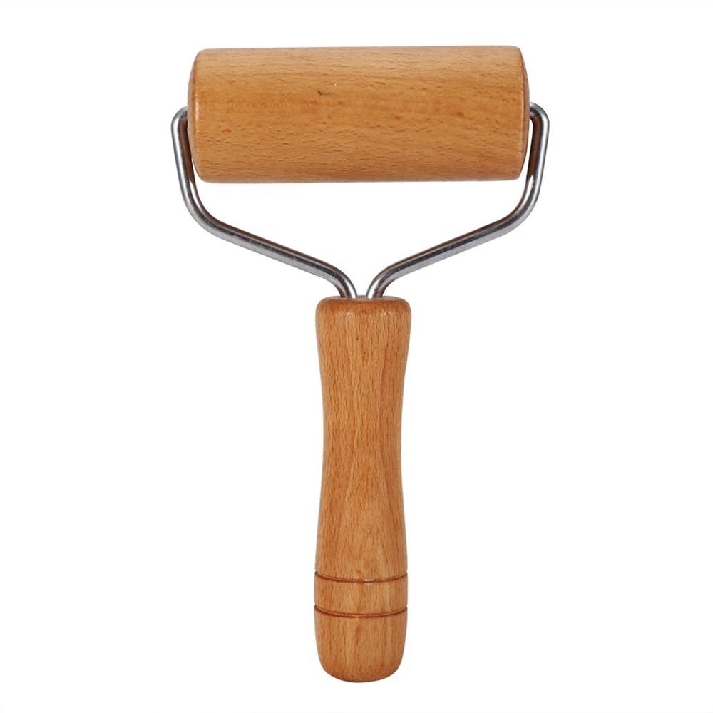Beech Wood Small Rolling Pin Food-Safe Smooth Polished Wooden Dough Roller Metal Frame Rotatable Pie Rolling Pin Baker