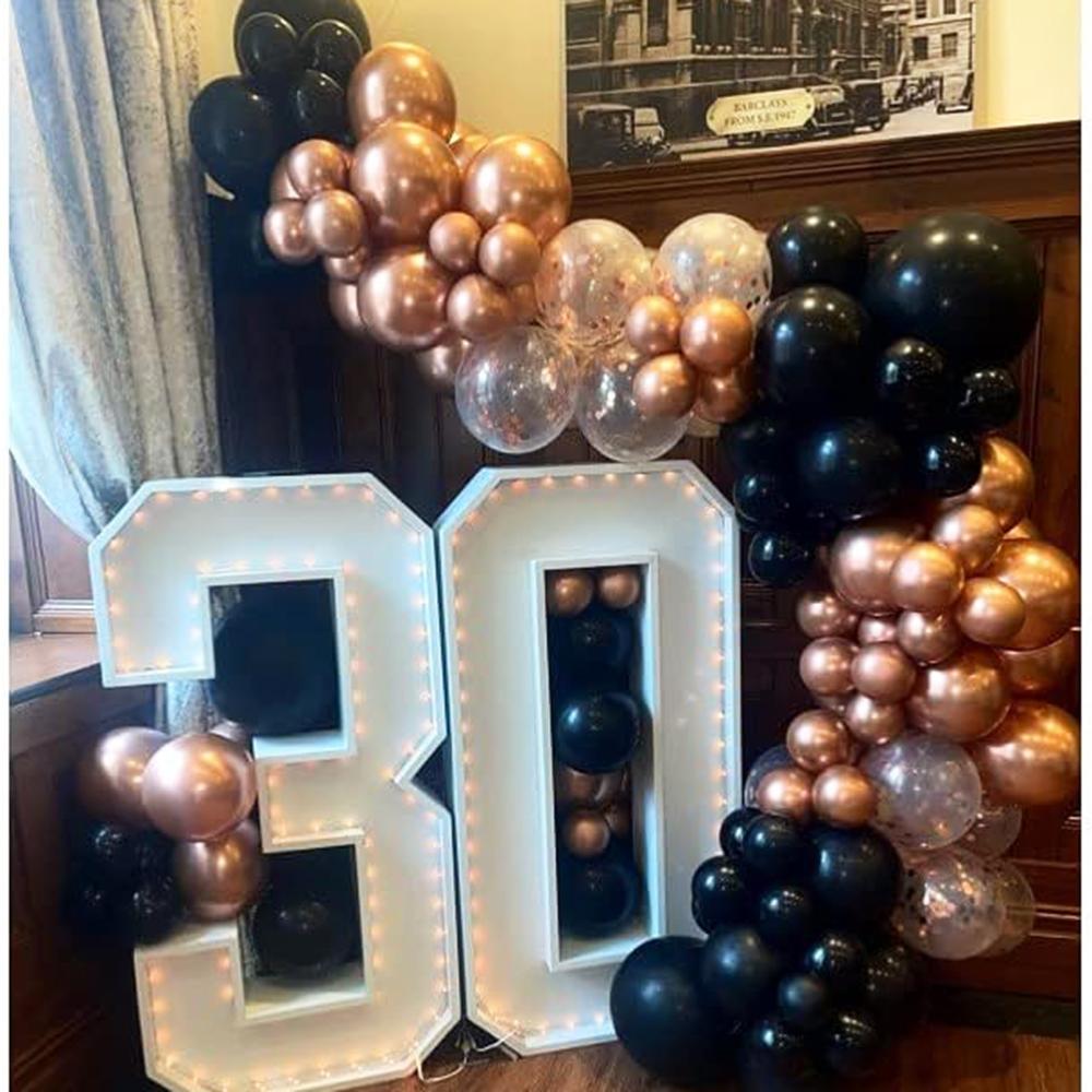 107Pcs Black Rose Gold Balloons Garland Arch Kit Wedding Decor Metal Rose Gold Chrome Balloons Birthday Party Decorations Globos