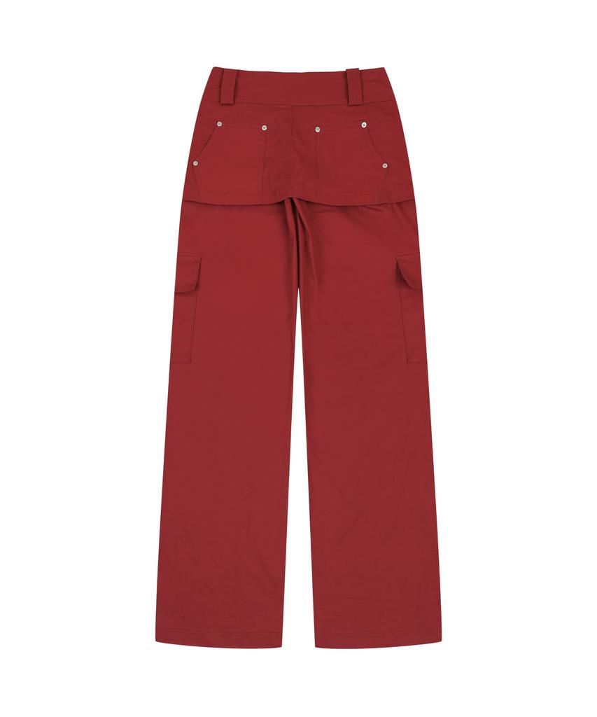 ORDINARY HOLIDAY Skirt Layered Pants [Red]