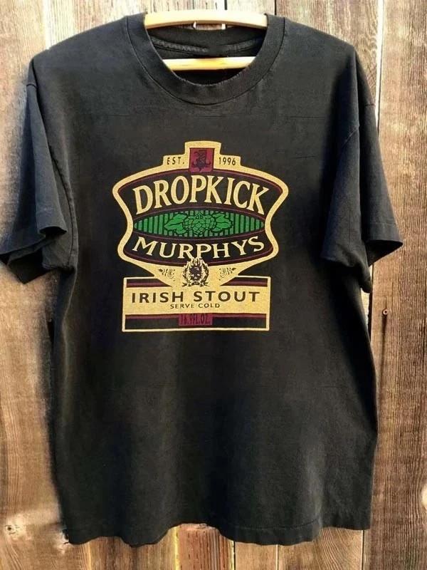 2026 Summer Womens VTG Dropkick Murphys TShirt Cotton and Breathable Short Sleeve Streetwear Oversized Loose Casual S