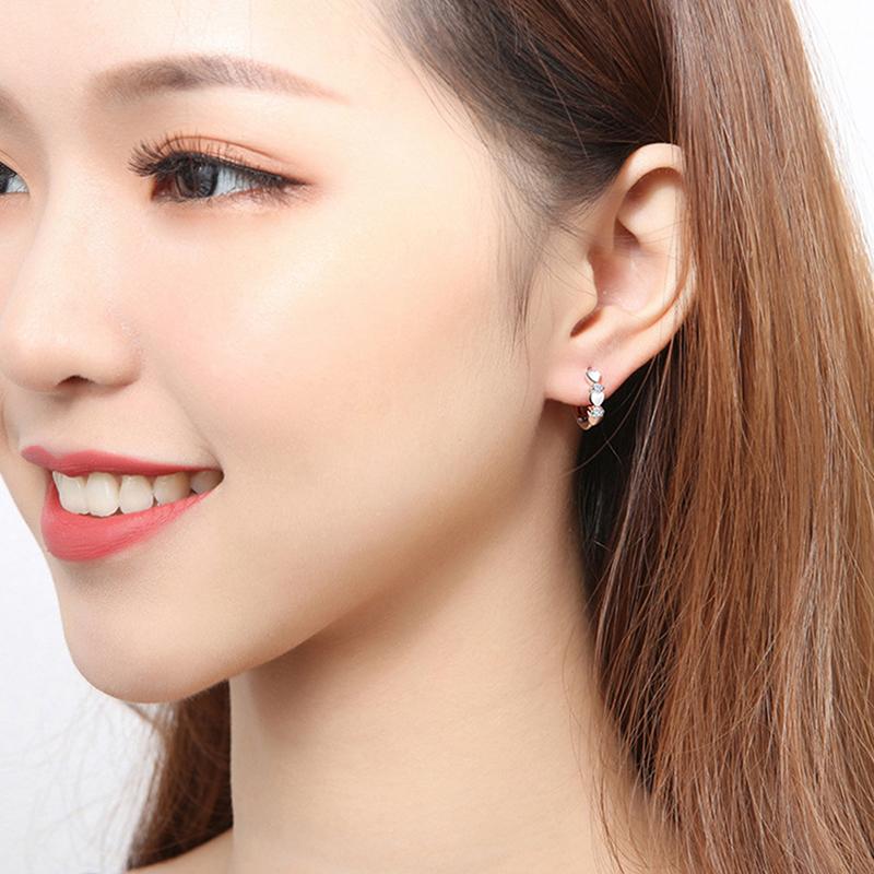 Love Shape Weight Loss Pure Silver Cubic Zirconia Magnetic Therapy Thin Earring