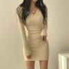 Spring and Autumn Retro Small Slim-fitting Bottomed Knitted Sweater Dress, New Inner Sweater Hip Skirt