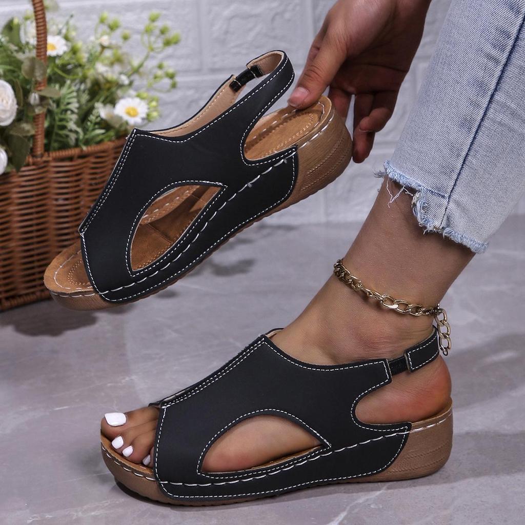 Women's 2024 Summer Large Wedge Heel Fish Mouth Sandals