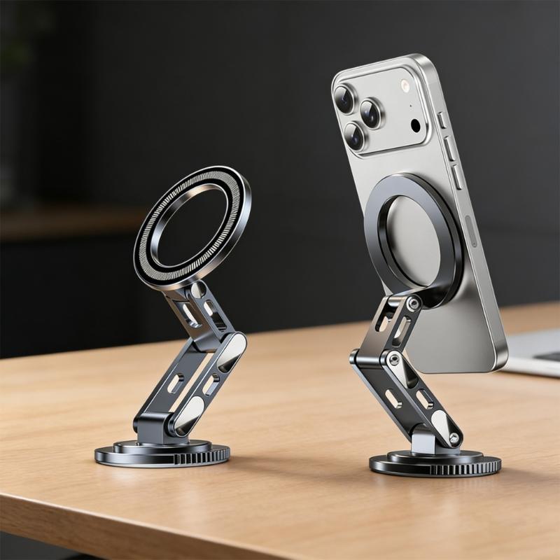 Adhesive Phone Holder Car Dashboard Mount Magnetic Foldable Stand 360 Degree Rotating Cellphone Holder Stand