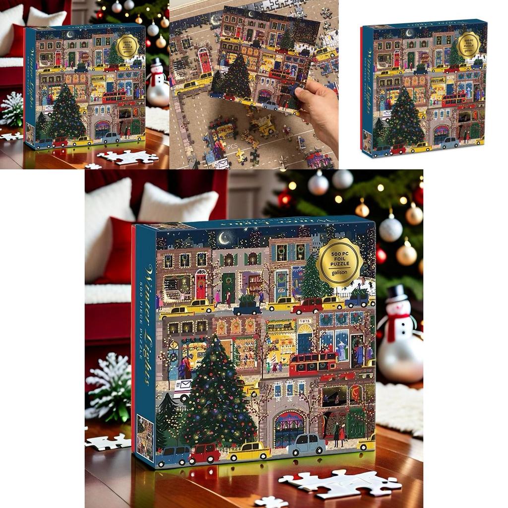 Winterliches Weihnachtliches Straßenbild Muster Puzzle Spielzeug Für Erwachsene Und Zum Stressabbau