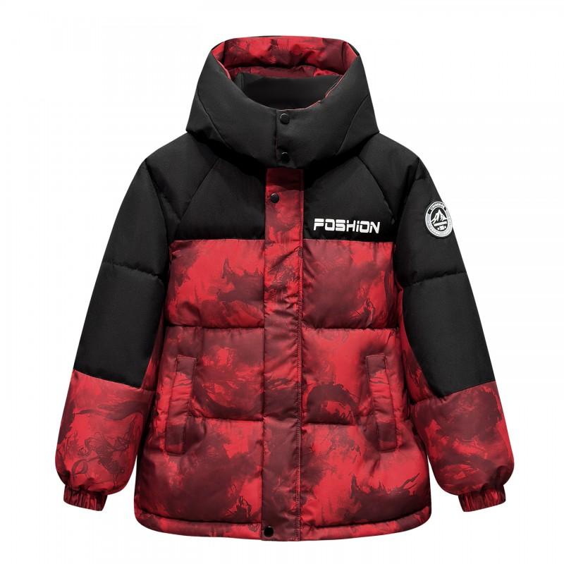 Camouflage Kapuzenjacke Gepolstert Winter Warm Lockerer Schnitt Freizeitmantel Jugend Jungen