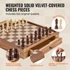 Solid Wood Chess Set, 15 Inch 2-IN-1 Chess Checkers Game Set, Chess Board Games with Storage Drawer & Weighted Chess Checkers Pieces & 2 Queens, for