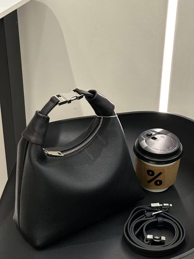 High-End Genuine Leather Crescent Crossbody Tote Bag - 2025 Fashionable Casual Handheld Lunch Box Bag.